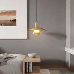 Lampe suspendue à tête unique en or brossé