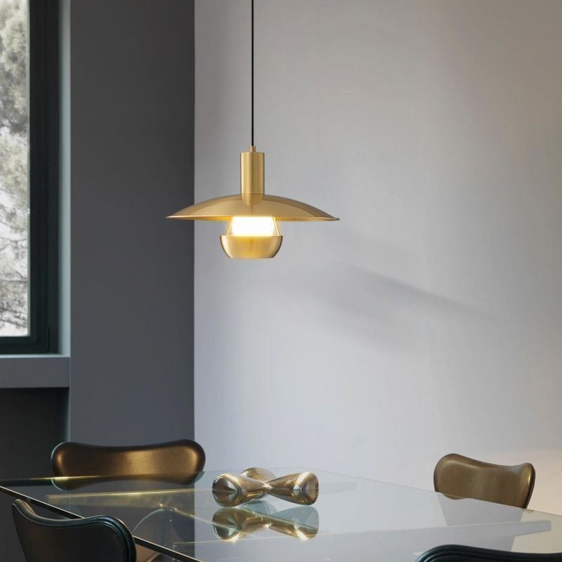 Lampe suspendue à tête unique en or brossé