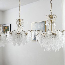 Élégante suspension en verre à motif de feuille
