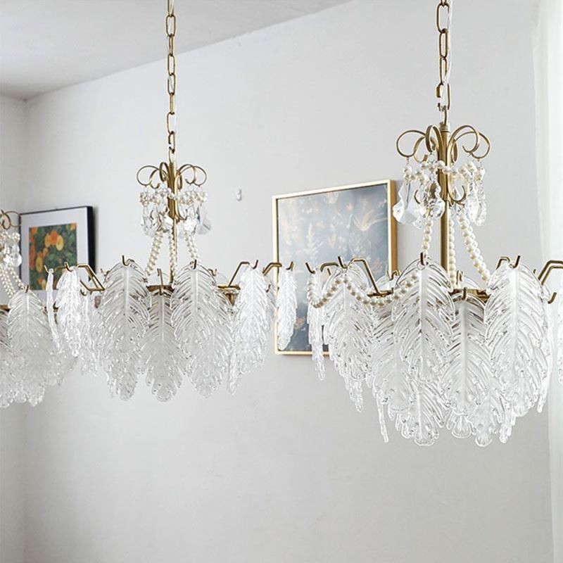 Élégante suspension en verre à motif de feuille
