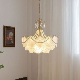 Suspension européenne en verre, élégante suspension festonnée