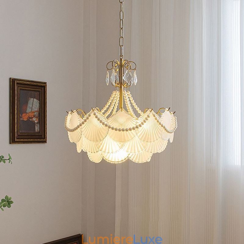 Suspension européenne en verre, élégante suspension festonnée