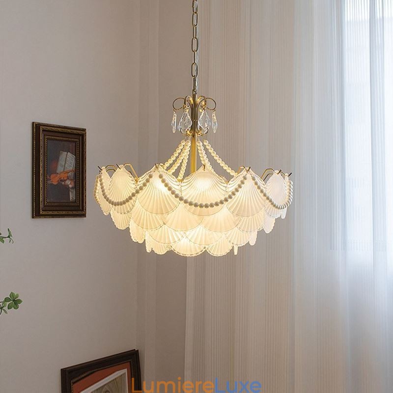 Suspension européenne en verre, élégante suspension festonnée