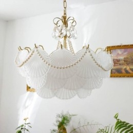 Suspension européenne en verre, élégante suspension festonnée