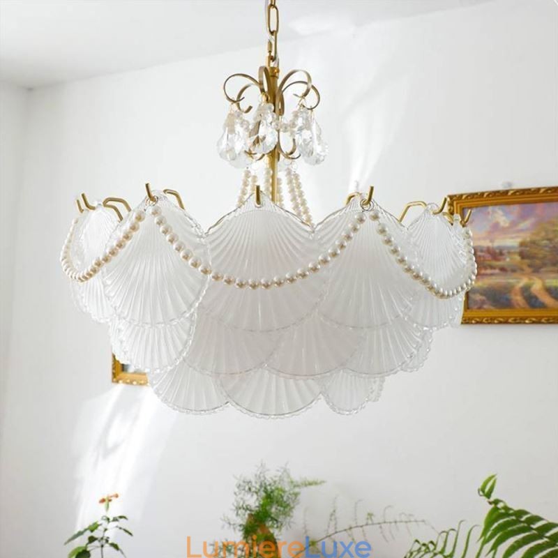 Suspension européenne en verre, élégante suspension festonnée