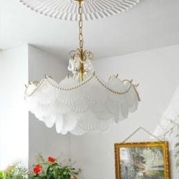 Suspension européenne en verre, élégante suspension festonnée