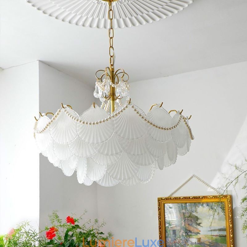 Suspension européenne en verre, élégante suspension festonnée