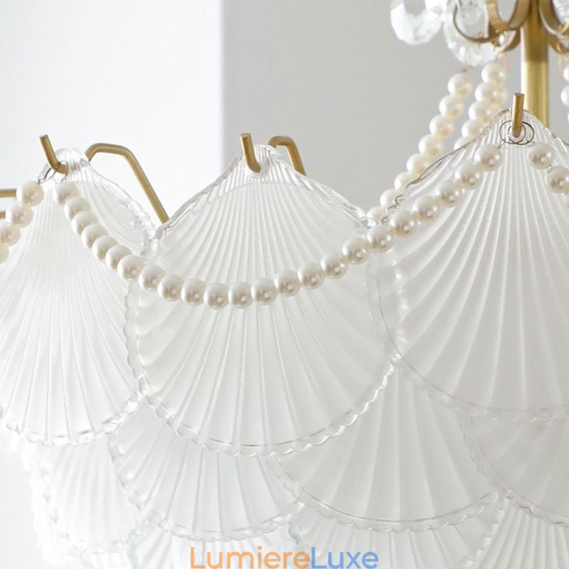 Suspension européenne en verre, élégante suspension festonnée