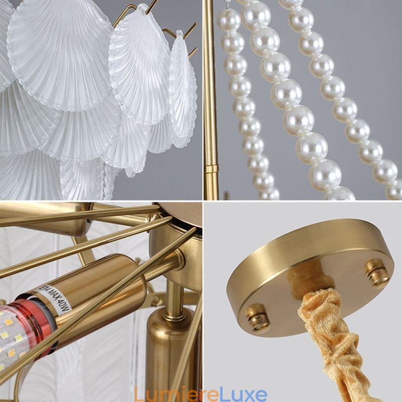 Suspension européenne en verre, élégante suspension festonnée