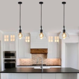 Suspension moderne en fer et verre Gourd