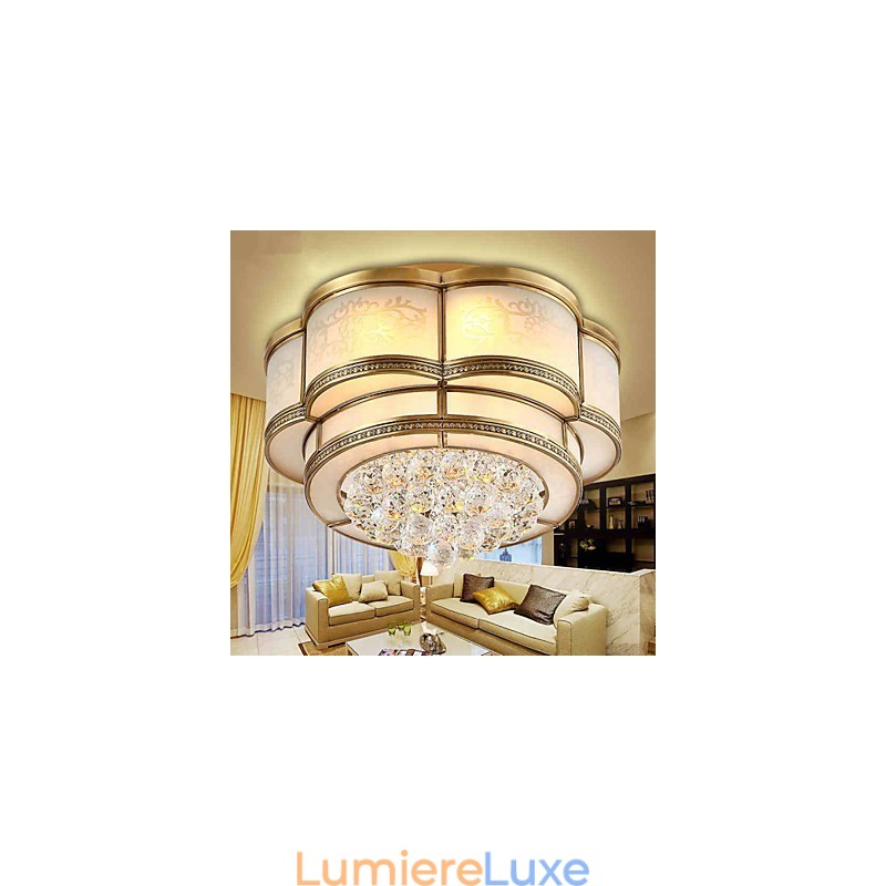 Plafonnier en cristal, laiton et métal, style rustique classique traditionnel