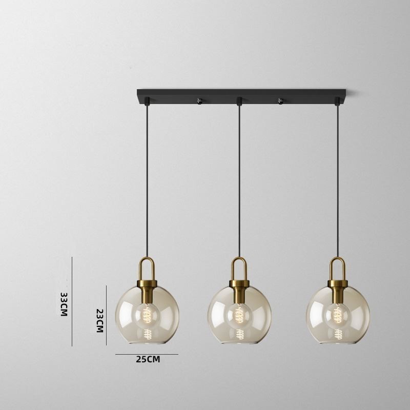 Suspension 3 lumières avec abat-jour en verre Island