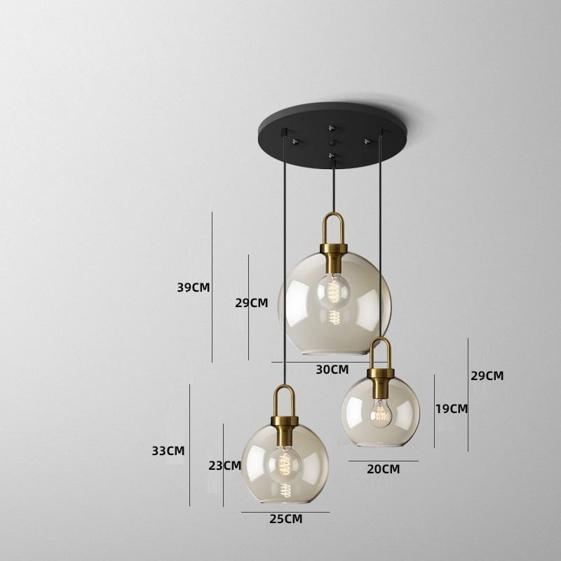 Suspension 3 lumières avec abat-jour en verre Island