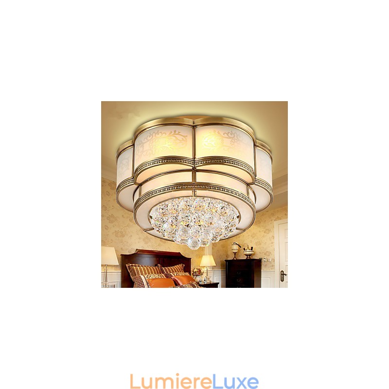 Plafonnier en cristal, laiton et métal, style rustique classique traditionnel