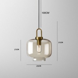 Suspension 3 lumières avec abat-jour en verre Island