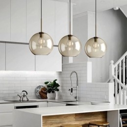 Suspension classique en verre à 3 lumières, luminaire suspendu pour café
