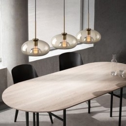 Suspension classique en verre à 3 lumières, luminaire suspendu pour café