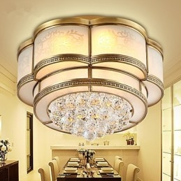 Plafonnier en cristal, laiton et métal, style rustique classique traditionnel