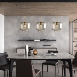Suspension classique en verre à 3 lumières, luminaire suspendu pour café