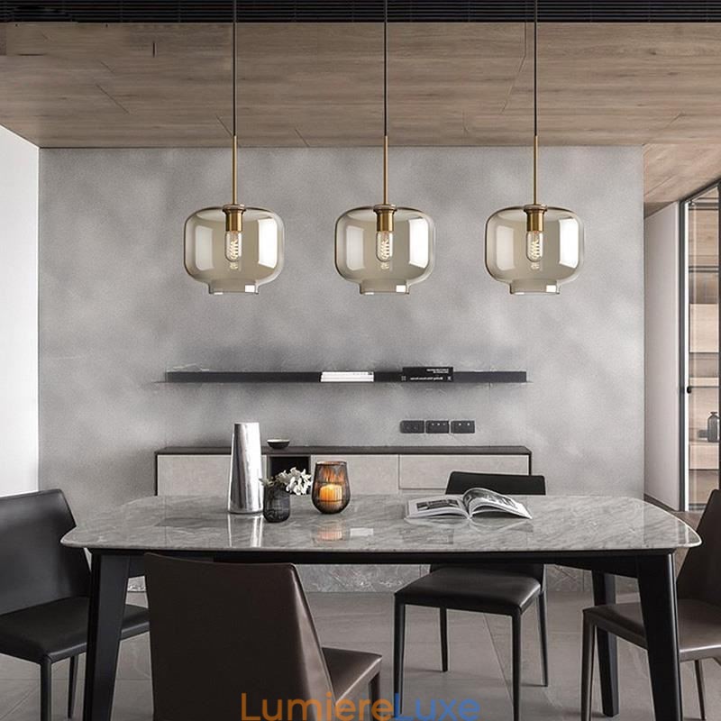 Suspension classique en verre à 3 lumières, luminaire suspendu pour café