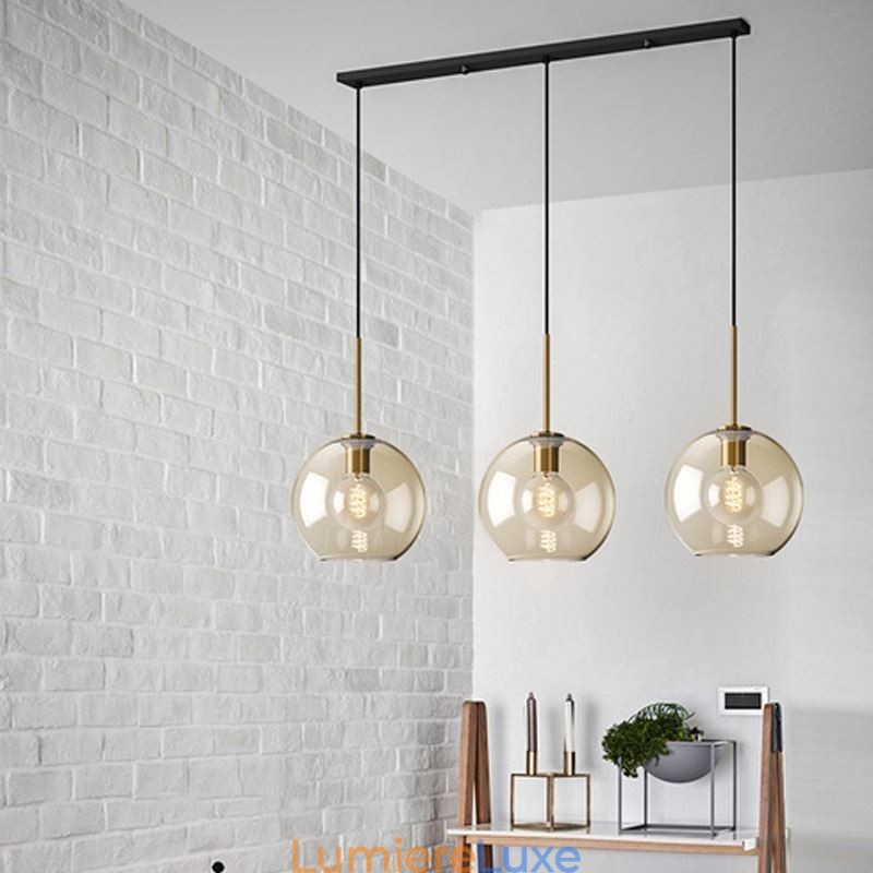 Suspension classique en verre à 3 lumières, luminaire suspendu pour café