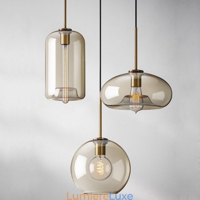 Suspension classique en verre à 3 lumières, luminaire suspendu pour café
