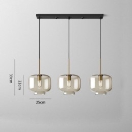 Suspension classique en verre à 3 lumières, luminaire suspendu pour café