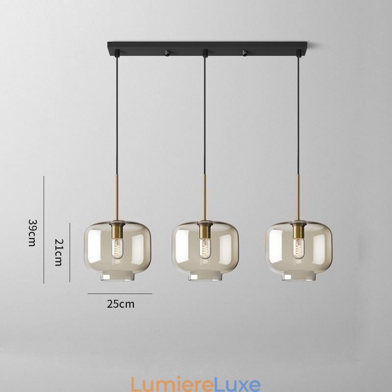 Suspension classique en verre à 3 lumières, luminaire suspendu pour café