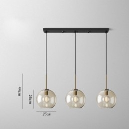 Suspension classique en verre à 3 lumières, luminaire suspendu pour café