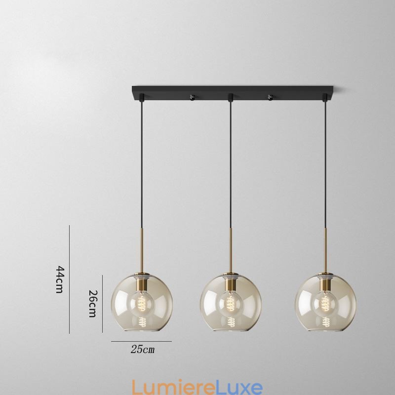 Suspension classique en verre à 3 lumières, luminaire suspendu pour café