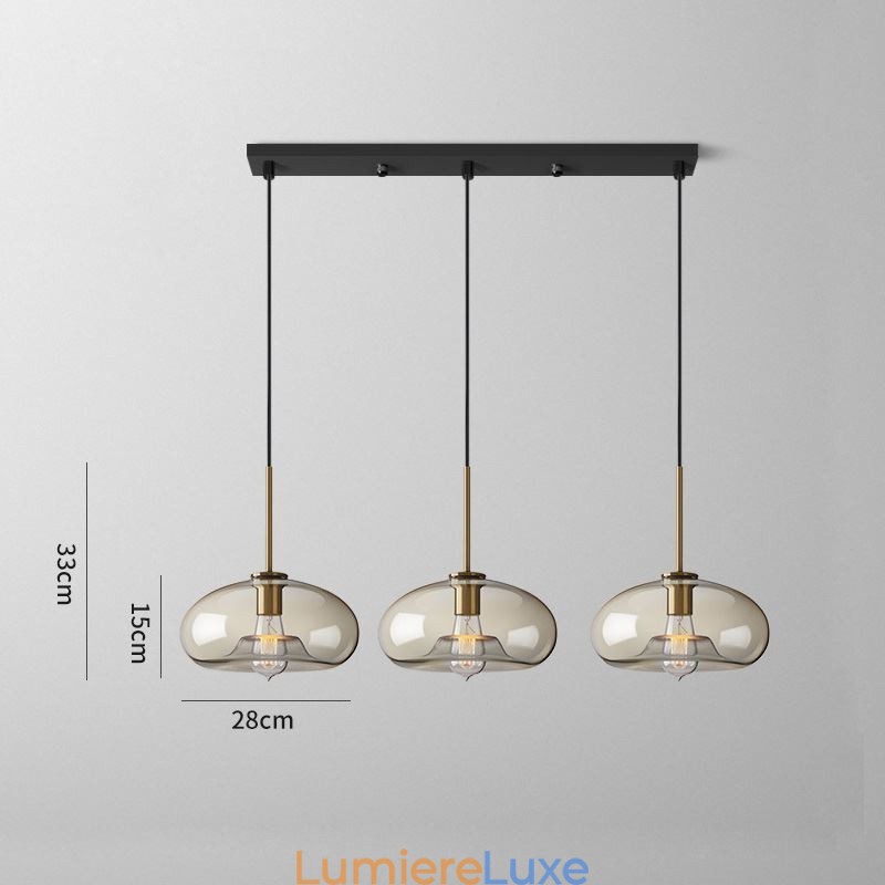Suspension classique en verre à 3 lumières, luminaire suspendu pour café