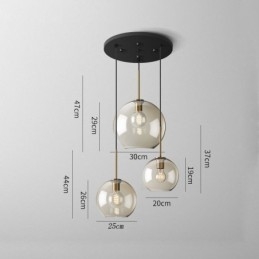 Suspension classique en verre à 3 lumières, luminaire suspendu pour café