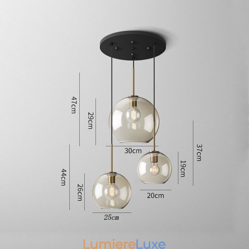 Suspension classique en verre à 3 lumières, luminaire suspendu pour café