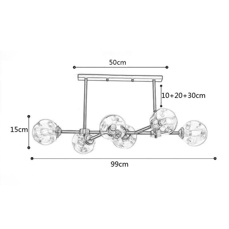 Plafonnier moderne en verre à 6 lampes Magic Bean