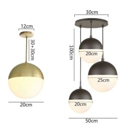 Lampe suspendue moderne en forme de boule de verre, idéale pour un îlot