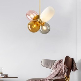 Suspension nordique unique en verre coloré, princesse, ballon lumineux pour enfants