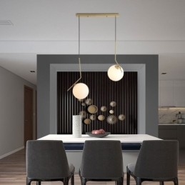Îlot de luminaires en forme de boule de verre