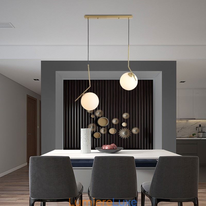 Îlot de luminaires en forme de boule de verre