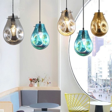 Lampe suspendue colorée en verre à bulles de savon, plafonnier pour îlot Lampe suspendue colorée en verre à bulles de savon, plafonnier pour îlot