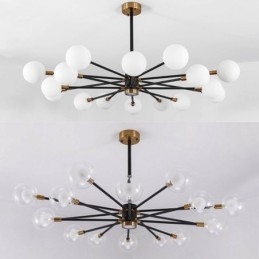 Suspension nordique en verre blanc laiteux, lampe ronde, lustre, éclairage