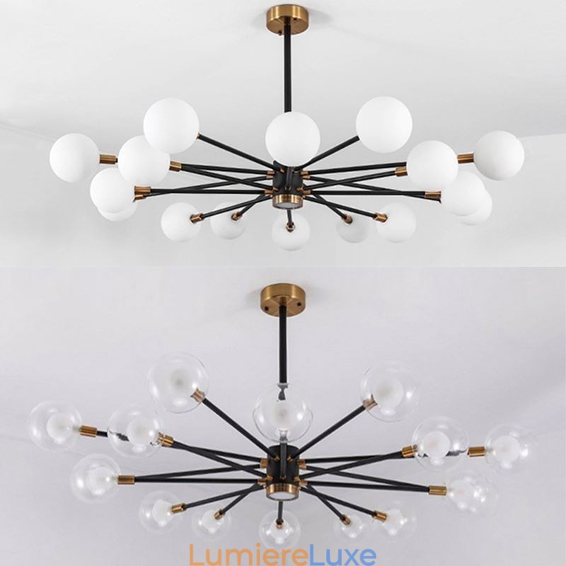 Suspension nordique en verre blanc laiteux, lampe ronde, lustre, éclairage