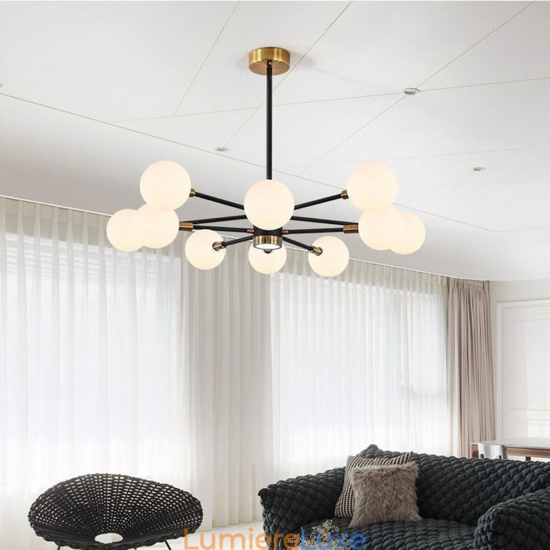 Suspension nordique en verre blanc laiteux, lampe ronde, lustre, éclairage