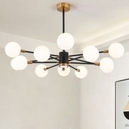 Suspension nordique en verre blanc laiteux, lampe ronde, lustre, éclairage