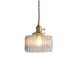 Suspension Jelly Jar en verre transparent nervuré avec interrupteur rotatif