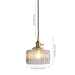 Suspension Jelly Jar en verre transparent nervuré avec interrupteur rotatif