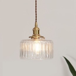 Suspension Jelly Jar en verre transparent nervuré avec interrupteur rotatif