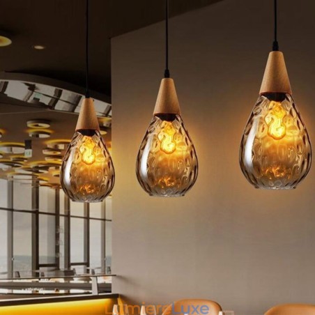 Lampe suspendue en forme de larme avec abat-jour en verre Lampe suspendue en forme de larme avec abat-jour en verre
