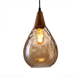 Lampe suspendue en forme de larme avec abat-jour en verre