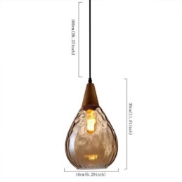 Lampe suspendue en forme de larme avec abat-jour en verre