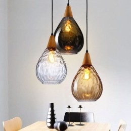 Lampe suspendue en forme de larme avec abat-jour en verre
